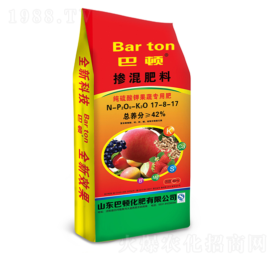 果蔬純硫酸鉀摻混肥料17-8-17-巴頓