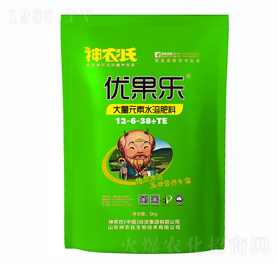 高鉀型大量元素水溶肥料12-6-38+TE-優(yōu)果樂-神農氏
